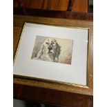 Antique watercolour depicting a dog and signed by the artist.