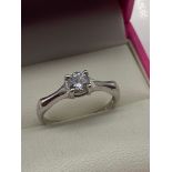A Ladies 9ct white gold and single cz stone ring. [Ring size N] [2 Grams]