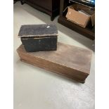 Antique pine joiners tool box and one smaller pine stained box.