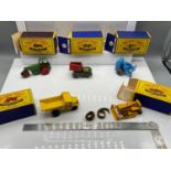 A Lot of 5 Matchbox series models all with boxes. Bulldozer No.18, Quarry Truck No.6, Dumper No.2,