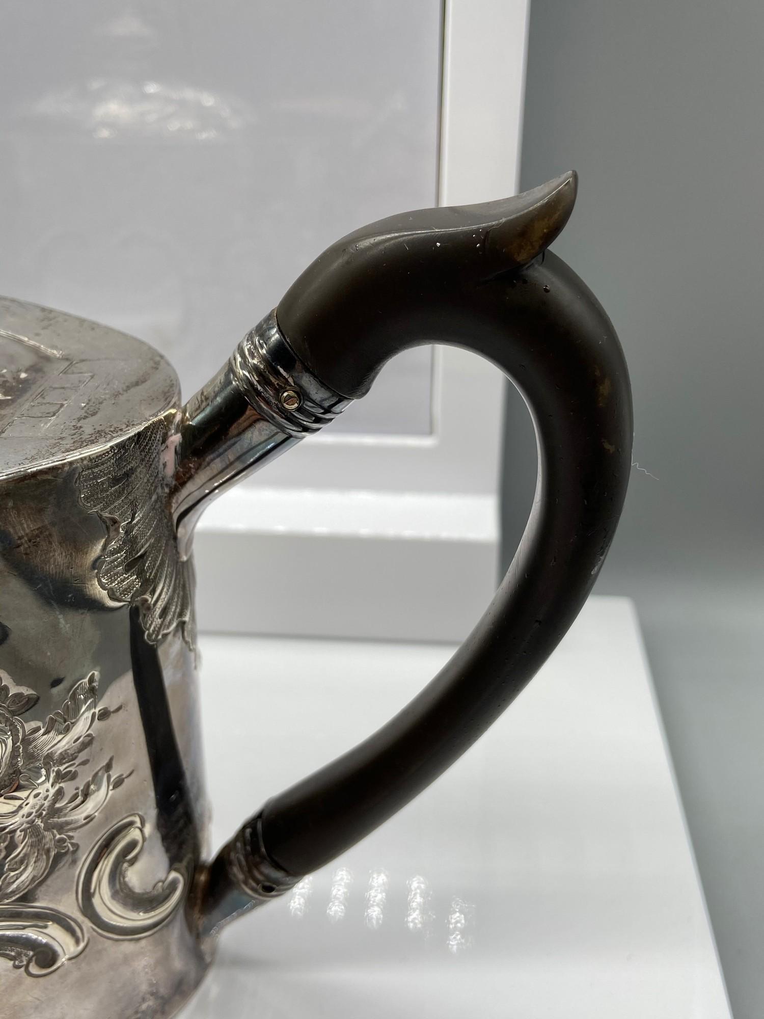 A Georgian London Silver ornate tea pot. Designed with a horn handle. Maker - George Burrows (I) - Image 2 of 7