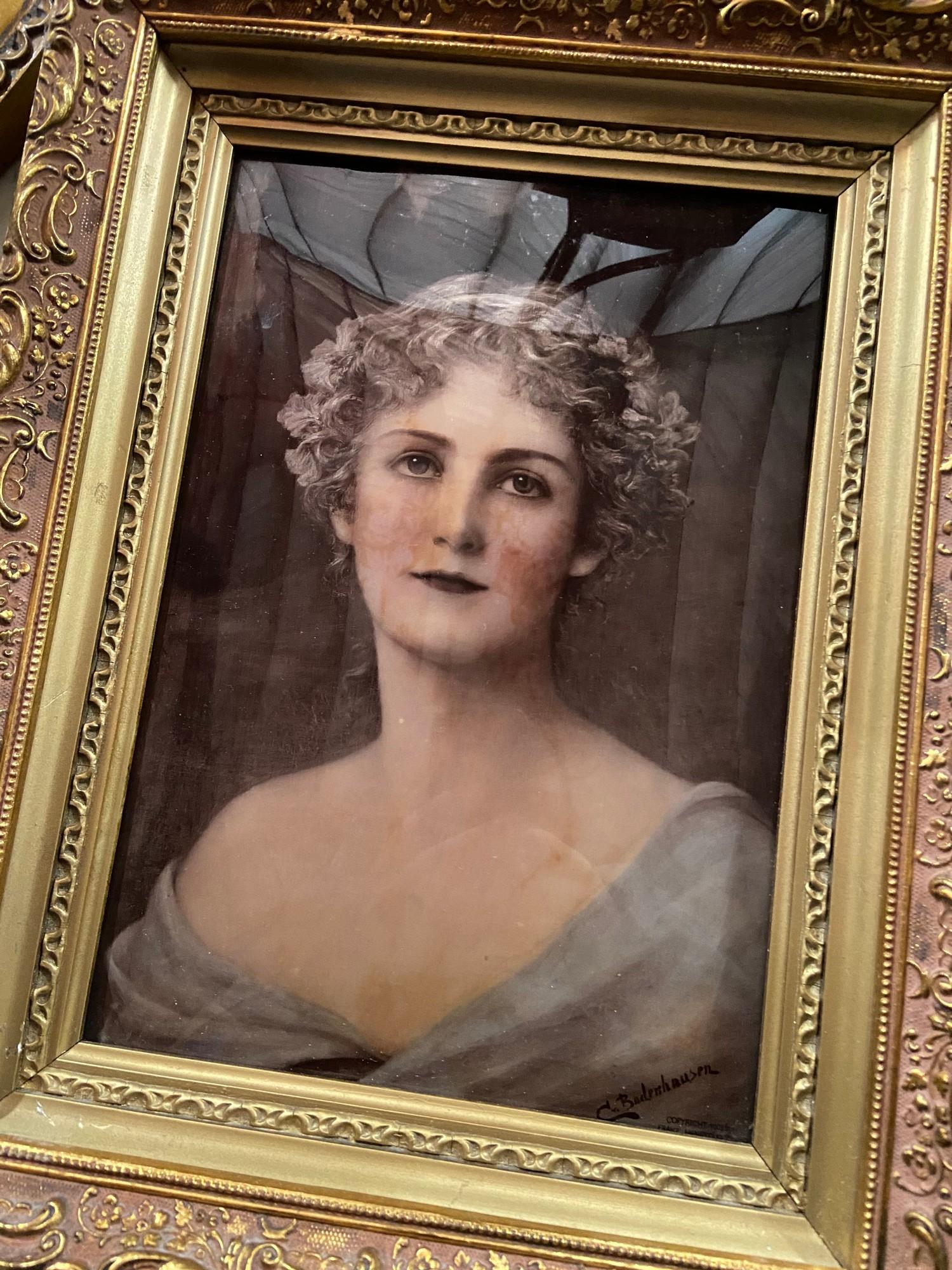 Antique Crystoleum of a lady portrait fitted with an ornate gilt frame, Two Russell Flint prints - Image 2 of 3