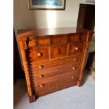 A Lovely example of a Victorian Scottish OG Chest of drawers designed with barley twist stems to