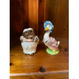 A Lot of Two Beswick 'Beatrix Potter' Figures which includes Mrs Tiggy Winkle & Jemima Puddleduck.