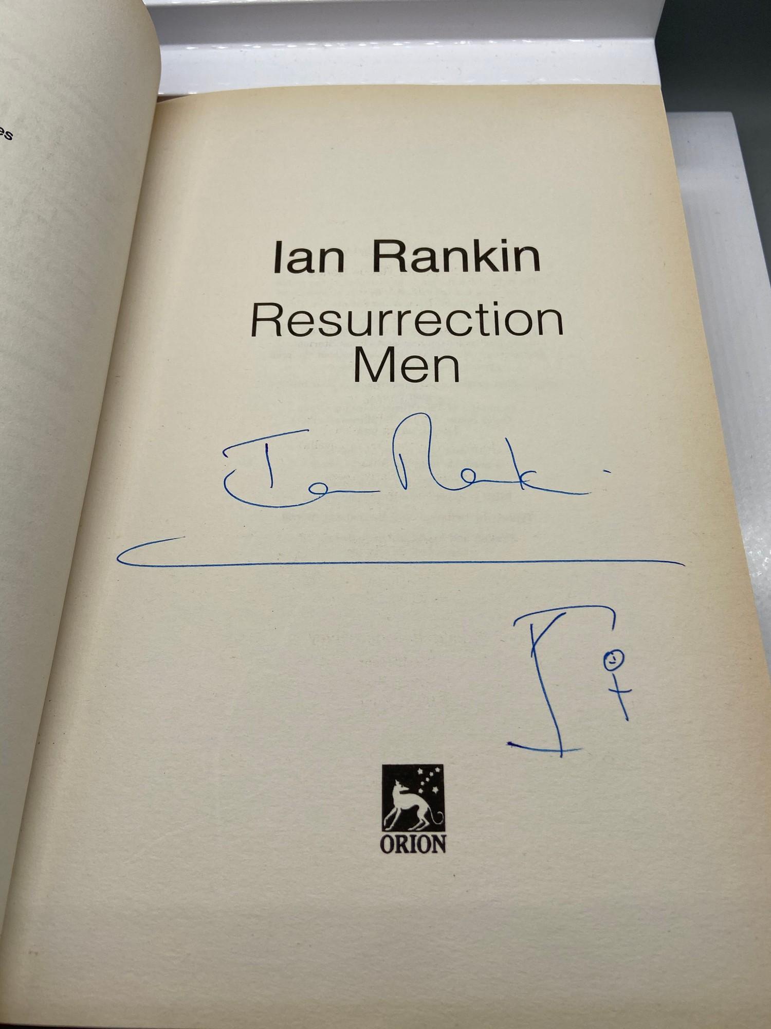 A Signed book by Ian Rankin titled Resurrection Men. Signed in pen and Gallows doodle drawing by the - Image 4 of 6