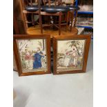 Two Victorian tapestries fitted within Two Antique Rose wood frames