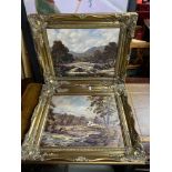 Two Original oil paintings on canvas by R. Forsyth. Paintings depict river and landscape scenes.