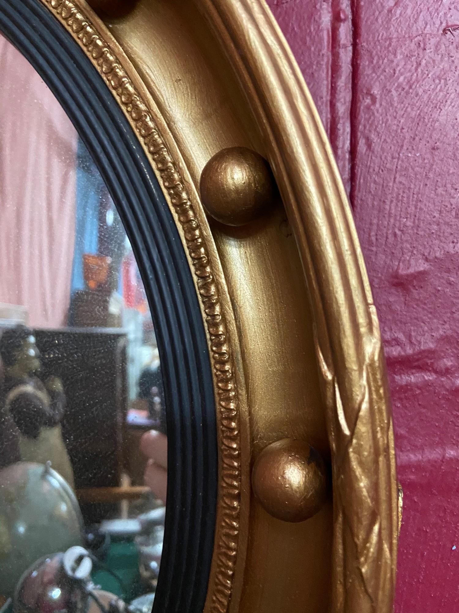 Antique Regency design convex mirror, Designed with original regency Eagle mounts, Wreaths and - Image 5 of 5