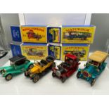Four Matchbox Models of Yesteryear with boxes. Y-11 1912 Pachard Landaulet, Y-12 1909 Thomas