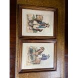 Two antique American Indian coloured prints fitted within wooden frames.