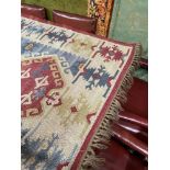 Antique hand woven Aztek style rug. 123x185cm