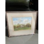 Original watercolour by Ken Messer depicting manner house in the country side.