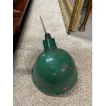 A Vintage Industrial Ediswan light. Painted in green