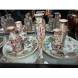 A Lot of various Chinese Famille Rose design vases and plates.
