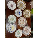 A collection of Spode Christmas collectors plates and various large Spode Plates.
