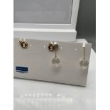 A Pair of 9ct gold and CZ Earrings, A Pair of 9ct gold and diamond stud earrings, Single 9ct gold