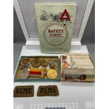A Quantity of military cap badges and medals together with a collection of cigarette cards