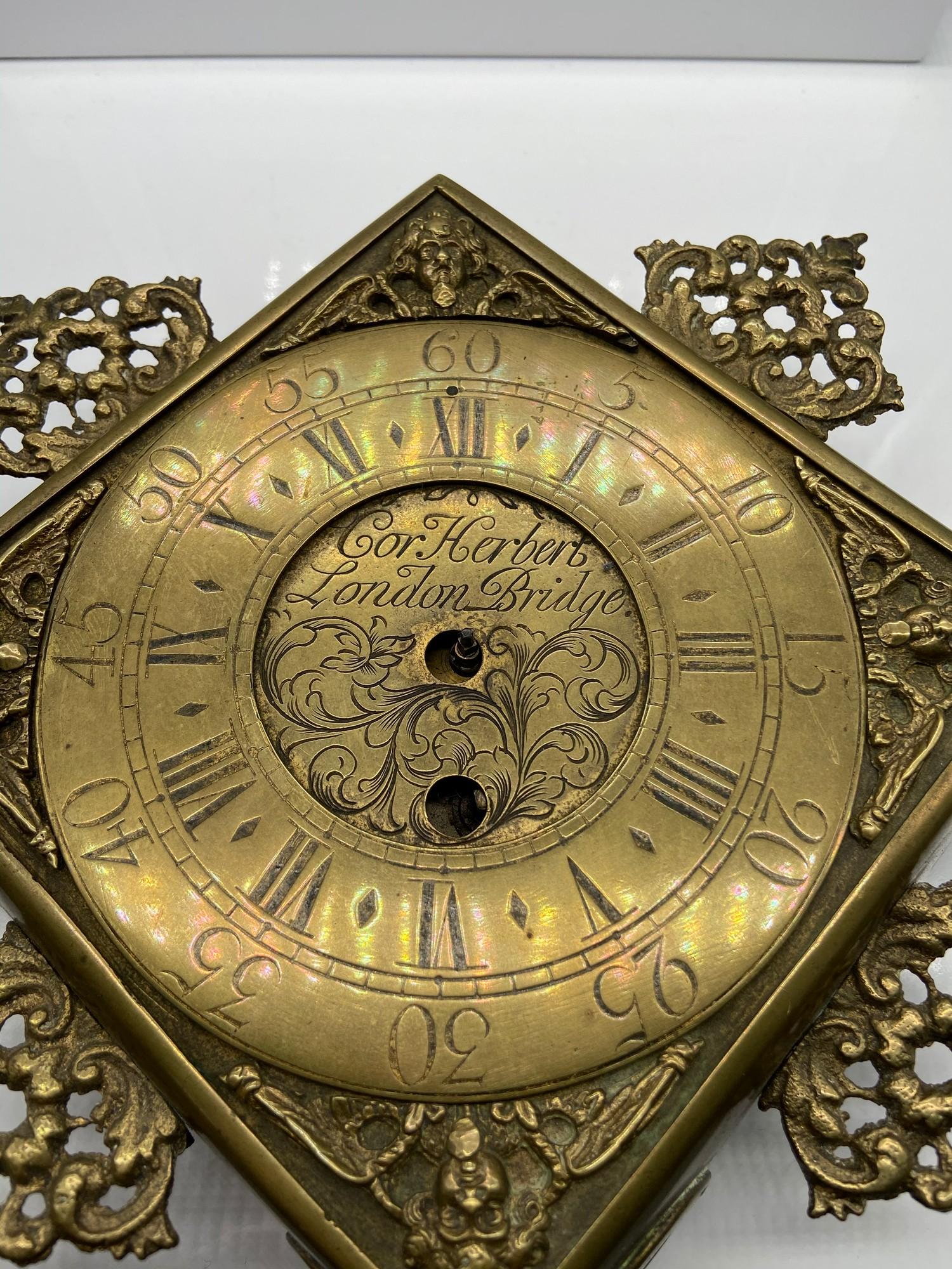 Antique brass wall clock engraved 'Cor Herbert London Bridge' Designed with a French clock movement. - Image 4 of 7