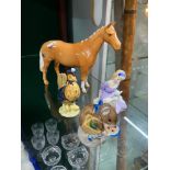 A Lot of three beswick and Royal Doulton figure. Beswick horse [Small nick to ear] and two Beatrix