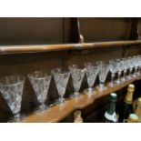 Two sets of cut crystal glasses