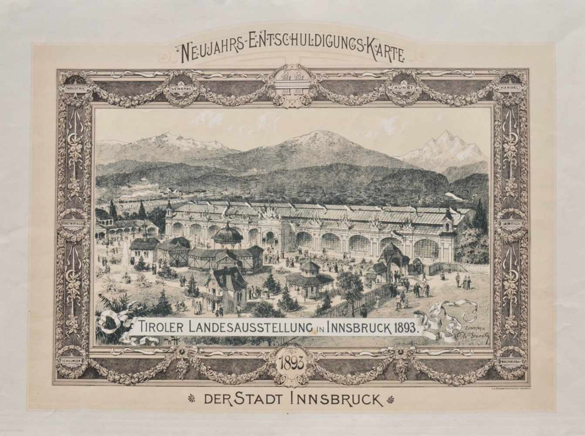 Neujahrs-Entschuldigungs-Karte der Stadt Innsbruck 1893;(Tiroler Landesausstellung in Innsbruck