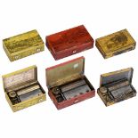 3 Souvenir Musical Boxes, c. 1840-601) Two-air movement, with single-piece comb, in red-painted case