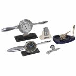 Aviation-Related Desktop Items1) Chrome-plated desktop clock set in propeller, Ø 2 ¾ in.,