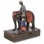 Unusual Elephant with Rider and Mahout Musical Manivelle AutomatonGermany, maker unknown. Bristle-