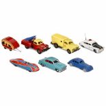 7 German Tin-Toy Cars, c. 1950-601) Auto Union racing car by Distler, Nuremberg, no. 343,