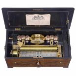 Drum-and-Bells Musical Box by George Bendon, c. 1875No. 44395, playing eight lively popular and