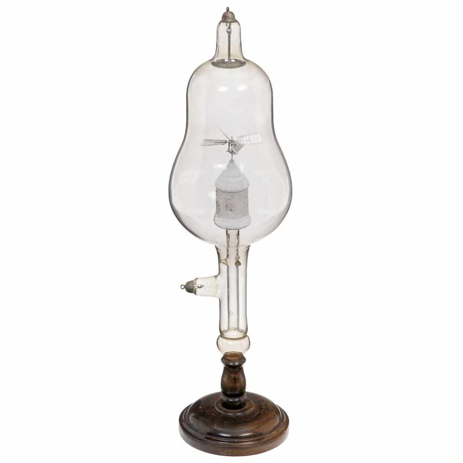 Large Crookes Fluorescent Tube and Radiometer, c. 1910Gas discharge tube with cathode, anode and a