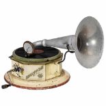 Bingophone Toy Gramophone, c. 1930Bing Werke, Nuremberg. Lithographed tin case, spring-driven,