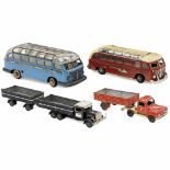 4 German Transportation Toys1) Siegfried Günthermann, Nuremberg. Bus (Amsterdam - Rome) no. 29, c.