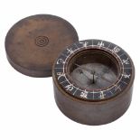 Japanese Mariner's Compass, c. 1850Magnetic compass, hardwood case, Ø 4 ¾ in., upper face with