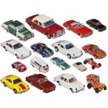 17 Japanese Porsche, VW, Mercedes and Other Tin-Toy Cars, c. 1960-701) Bandai, Porsche 911,