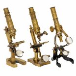 3 French Brass Microscopes1) Signed: "C. Verick, élève spécial du Hartnack, rue de la