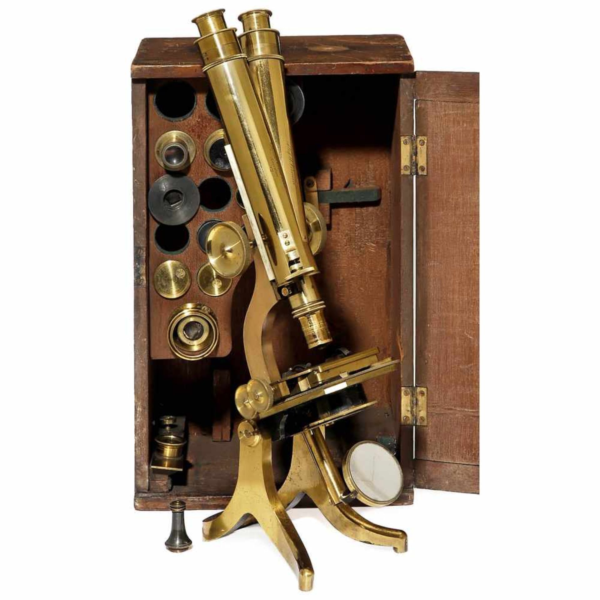 Binocular Microscope by "H. & W. Crouch, London", c. 1864Signed "H. & W. Crouch, Regents Canal Dock,