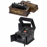 Phonograph and Gramophone1) Edison Home Phonograph, for 2-minute cylinders, without horn, with crank