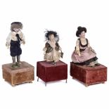 3 Small Contemporary Musical AutomataDepicting a boy with flowers, a seated lady with a mirror and a