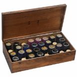 Phonograph Cylinder Storage Case with 25 Cylinders, c. 1910Wood case with brass handle, with