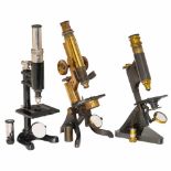 3 Microscopes1) Compound monocular microscope, c. 1880. Signed at the base: "Henry Crouch,