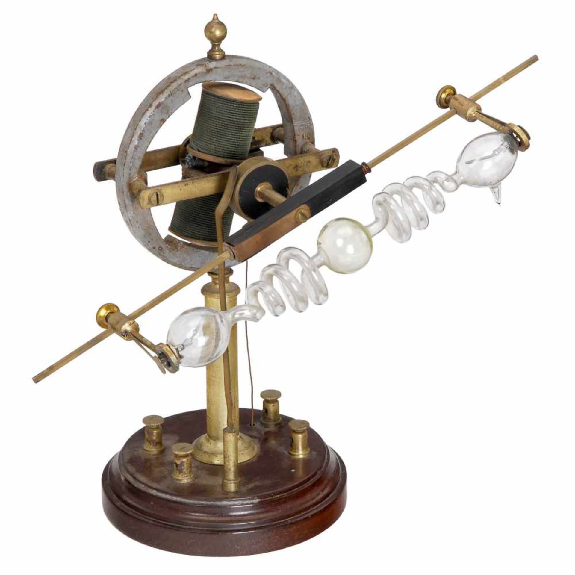 Electro-Magnetic Motor with Rotating Geissler Tube, c. 1890Physical demonstration model, two