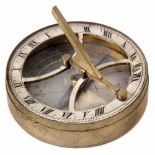 Russian Brass Pocket Equinoctial Sundial, c. 1880Inset dial compass under glass, hour ring with