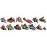 13 Tin-Toy Motorcycles, c. 1950-701) Niedermeier, PN-320, limousine with overtaking police