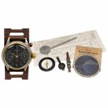 Hanhart WWII Pilot Chronograph with Accessories, c. 19401) Hanhart, Gütenbach, Black Forest.