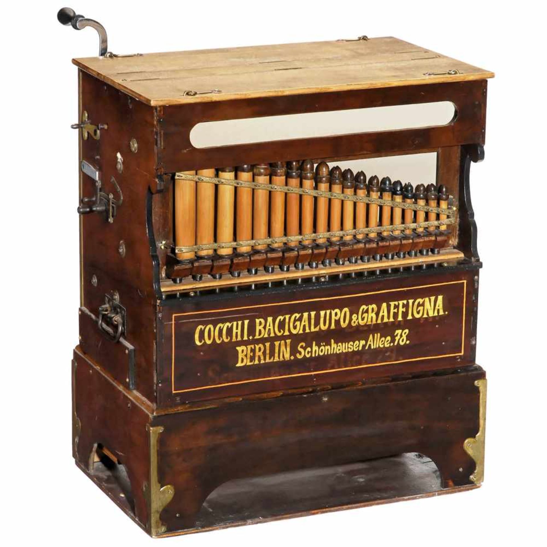 Berlin Barrel Organ by Cocchi, Bacigalupo & Graffigna, c. 1895Signed: "Cocchi, Bacigalupo &