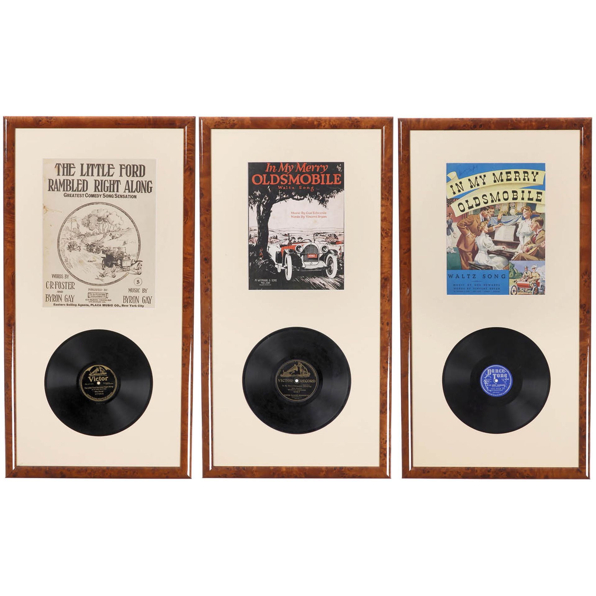 3 dekorative Schallplattensets für Oldtimer-Fans und Schallplatten-Enthusiasten, 1920-40