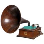 Trichtergrammophon HMV Modell 32 mit Holztrichter, 1927