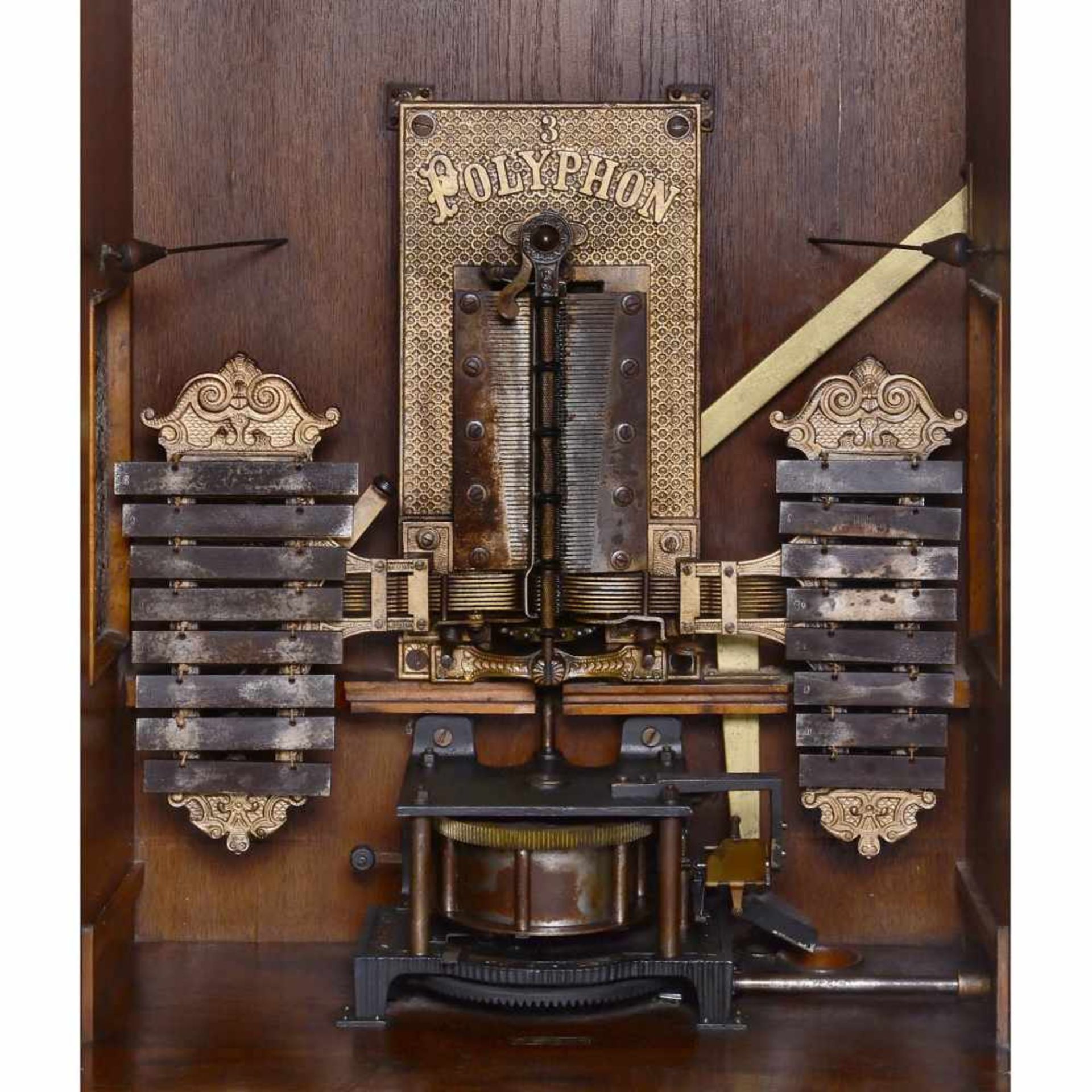 Musikautomat Polyphon Nr. 6K mit Klang platten, um 1899 - Bild 2 aus 2