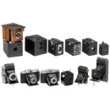 6 Boxkameras und 6 weitere Kameras, 1899-1950